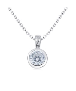 Little Round Stone CZ Silver Necklaces SPE-3831